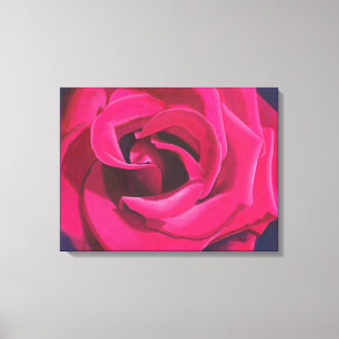 Impressão Em Tela Pintura de Rosa Rosa com Fundo Escuro