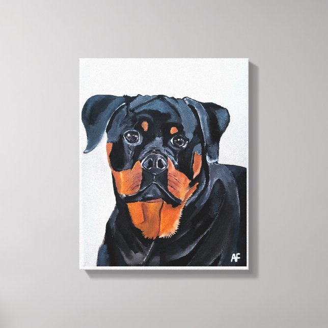 Impressão Em Tela Pintura de Rottweiler por Alfred Fox (Frente)