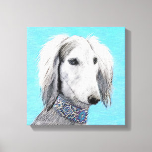 Impressão Em Tela Pintura de Saluki (Prata) - Arte de Cachorro Origi