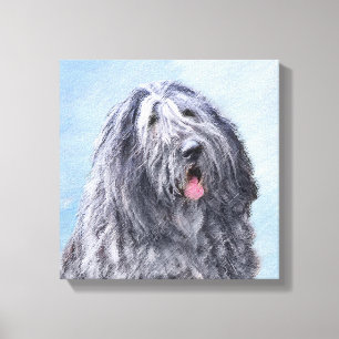 Impressão Em Tela Pintura de Sheepdog Bergamasco - Cachorro Original