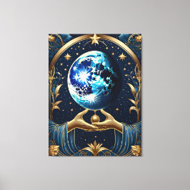 Impressão Em Tela pintura de tarô de cana-de-açúcar com lua