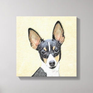 Impressão Em Tela Pintura de Toy Fox Terrier - Arte de Cachorro Orig