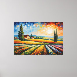 Impressão Em Tela pintura de um campo de flores arco-íris