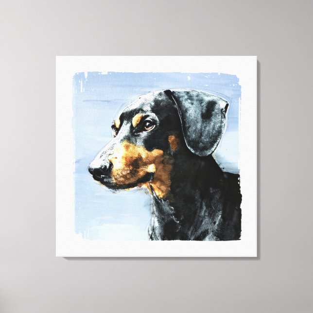 Impressão Em Tela Pintura de um Dachshund (Frente)