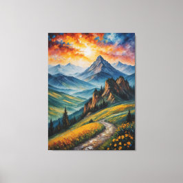Impressão Em Tela pintura de uma paisagem montanhosa