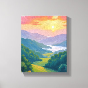 Impressão Em Tela Pintura de Viagem das Grandes Montanhas Smoky