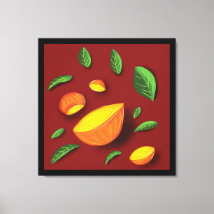 Impressão Em Tela Pintura desenhada na Fruta de Verão Artista Limão
