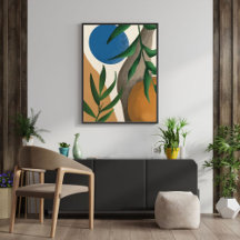 Pintura digital Boho Leaf Abstrato Wall Art