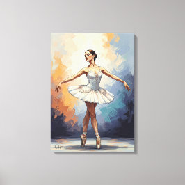 Impressão Em Tela Pintura Digital de uma Bailarina – Dança Elegante