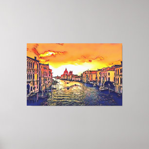 Impressão Em Tela Pintura Digital do Grande Canal de Veneza Itália