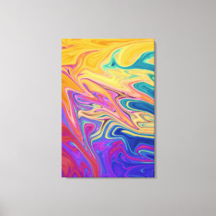 Impressão Em Tela Pintura do Abstrato do Rio das Cores   Melhor arte