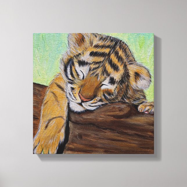 Impressão Em Tela Pintura do Cubo-Tigre Dormindo (Frente)