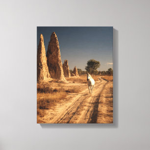 Impressão Em Tela Pintura do Monólito do Deserto do Cavalo Branco