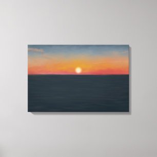 Impressão Em Tela Pintura do Oceano Pacífico ao Pôr do Sol