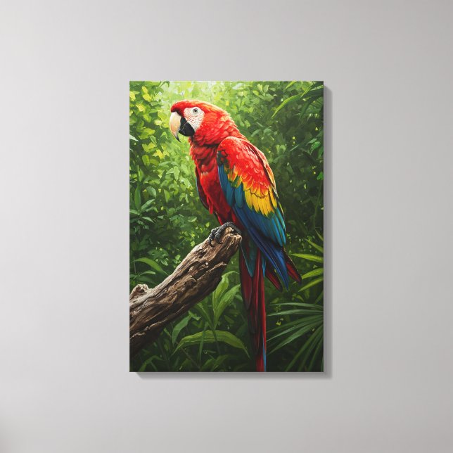 Impressão Em Tela Pintura do Óleo de Macaw Scarlet (Frente)