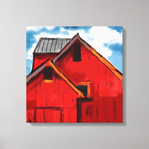 Impressão Em Tela Pintura do Red Barn