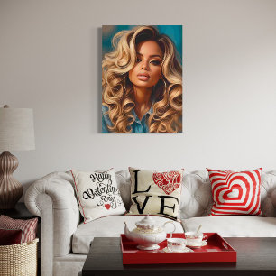 Impressão Em Tela Pintura do Retrato Afro-Americano