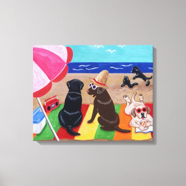 Impressão Em Tela Pintura do Summer Breeze Labradores (Frente)