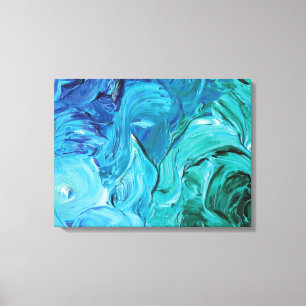 Impressão Em Tela Pintura em acrílico azul e verde A arte Abstrato