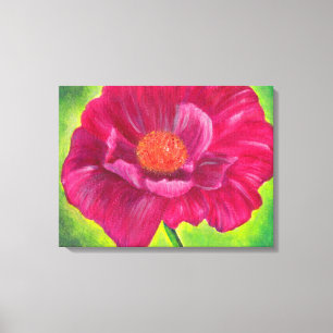 Impressão Em Tela Pintura em Acrírio com Flor Rosa