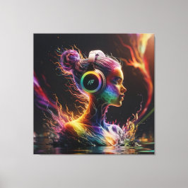 Impressão Em Tela Pintura em água 3D vibrante com Padrões giratórios