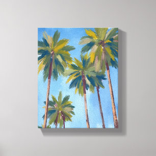 Impressão Em Tela Pintura em Aquarela de Palmeiras Tropicais