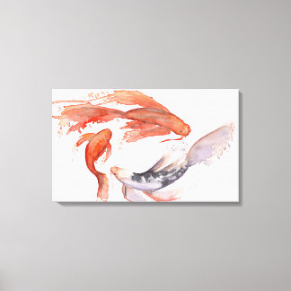 Impressão Em Tela Pintura em Aquarela de Peixe Koi