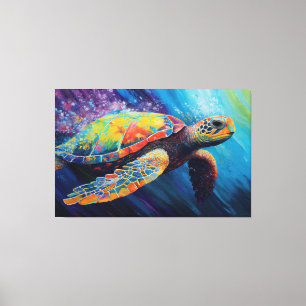 Impressão Em Tela Pintura em Aquarela de Tartaruga Marinha em Tela