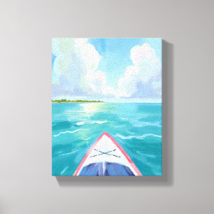 Impressão Em Tela Pintura em Aquarela do Lago de Caiaque Azul