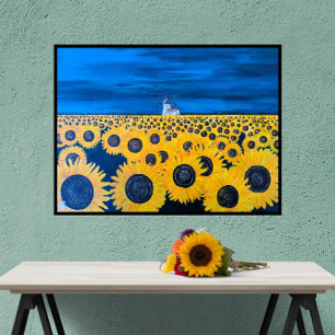 Impressão Em Tela Pintura em campo de girassol por Alfred Fox
