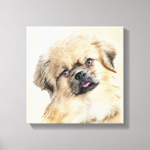 Impressão Em Tela Pintura em espanhol tibetano - Arte canina origina