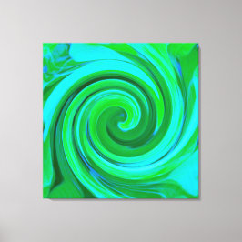 Impressão Em Tela Pintura em espiral líquida de Abstrato Turquesa