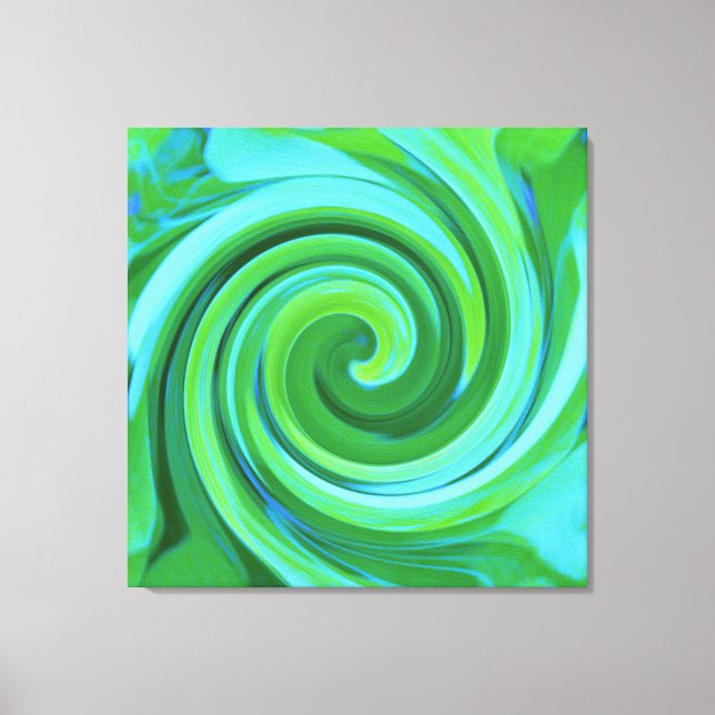 Impressão Em Tela Pintura em espiral líquida de Abstrato Turquesa (Frente)