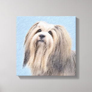 Impressão Em Tela Pintura em Havanês (Prata) - Arte Canina Original