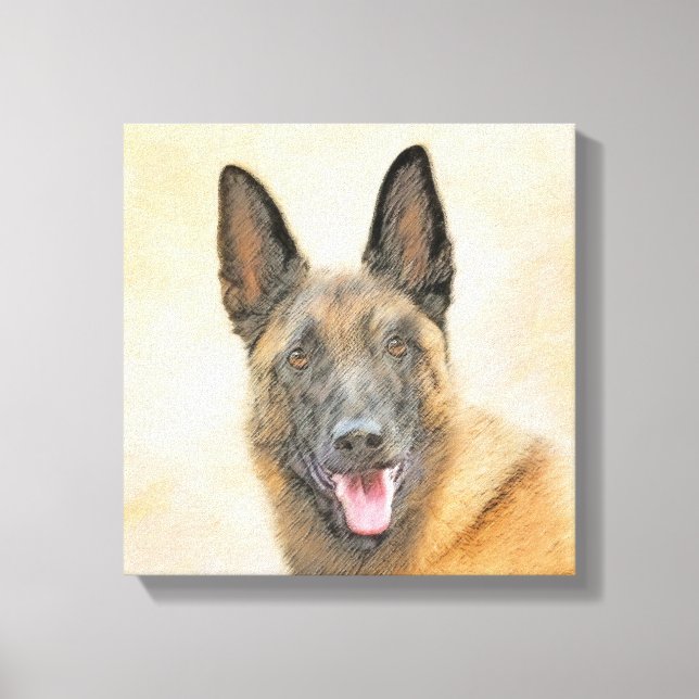 Impressão Em Tela Pintura em Malinois Belga - Arte Cachorra Original (Frente)