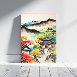 Impressão Em Tela Pintura em Paisagem Coreana