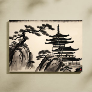 Impressão Em Tela Pintura em Paisagem Japonesa
