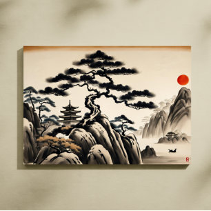 Impressão Em Tela Pintura em Paisagem Japonesa