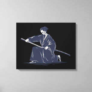 Impressão Em Tela Pintura em Samurai Japonês