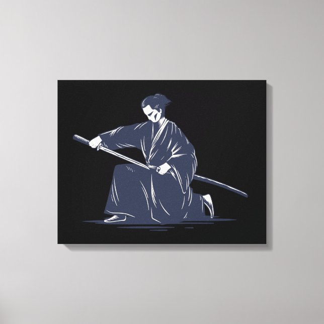 Impressão Em Tela Pintura em Samurai Japonês (Frente)