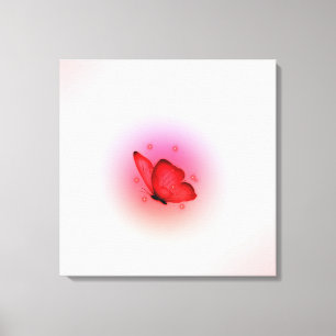 Impressão Em Tela Pintura em tela de borboleta em vermelho na parede