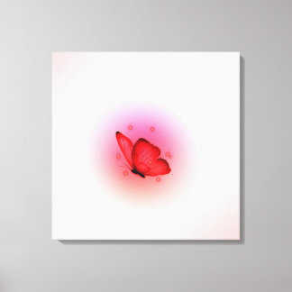 Impressão Em Tela Pintura em tela de borboleta em vermelho na parede