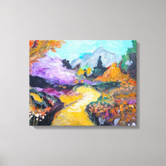 Impressão Em Tela Pintura em Tela de Caminho na Montanha de Outono