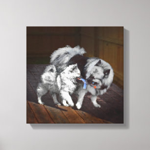 Impressão Em Tela Pintura em tempo de reprodução de Keeshond - Arte