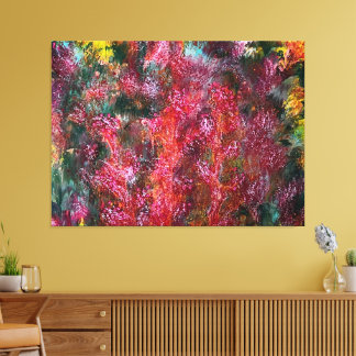 Impressão Em Tela Pintura Floral Abstrata Colorida em Tela