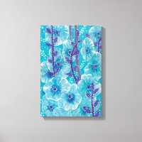 Pintura Floral de Flor Malva Azul Hollyhock