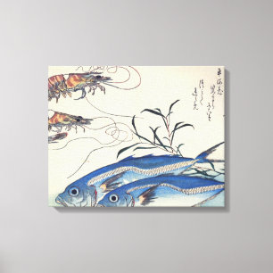 Impressão Em Tela Pintura japonesa velha da vida marinha