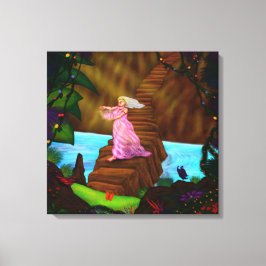 Impressão Em Tela Pintura jovem mulher caminhando através da ponte