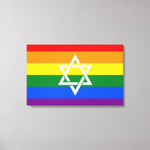 Impressão Em Tela Pintura judaica da bandeira do orgulho