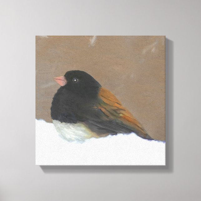 Impressão Em Tela Pintura Junco De Olhos Escuros - Arte De Pássaro O (Frente)